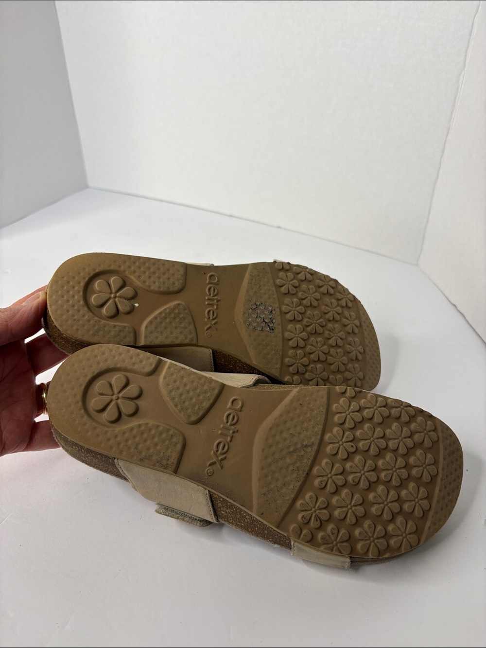 Aertrex Daisy Beige Buckle Strap Women's Slide Sandal - Picture 6 of 8